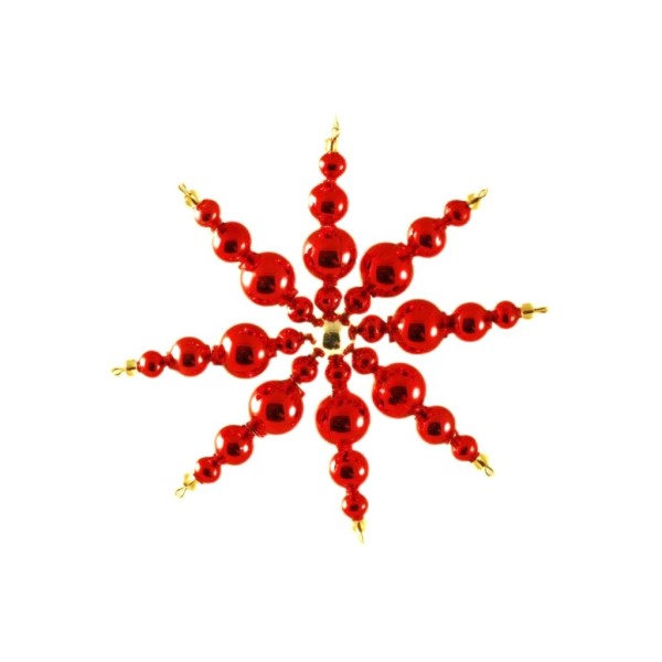 Or rouge tout Droit de Star tchèque de Bohême de l'Arbre de Noël de Cadeaux Ornements de Perles de V - Photo n°1