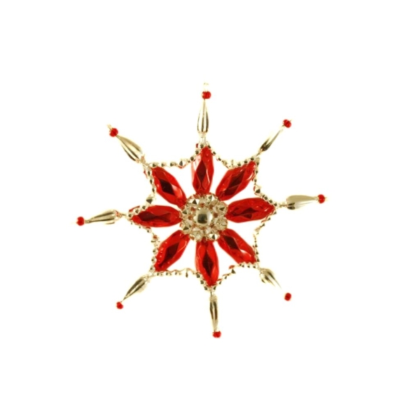 Argent Rouge Flocon de neige Star tchèque de Bohême de l'Arbre de Noël de Cadeaux Ornements de Perle - Photo n°1
