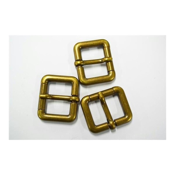 Boucle ceinture métal effet rouleaux bronze 30x35mm - Photo n°1