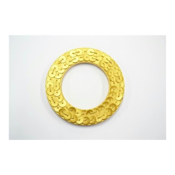 Boucle anneau passant plastique doré effet sequins 65mm - Photo n°1