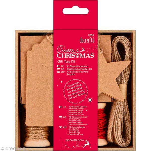 Kit étiquette cadeau Noël - Create Christmas - 12 pcs - Photo n°1