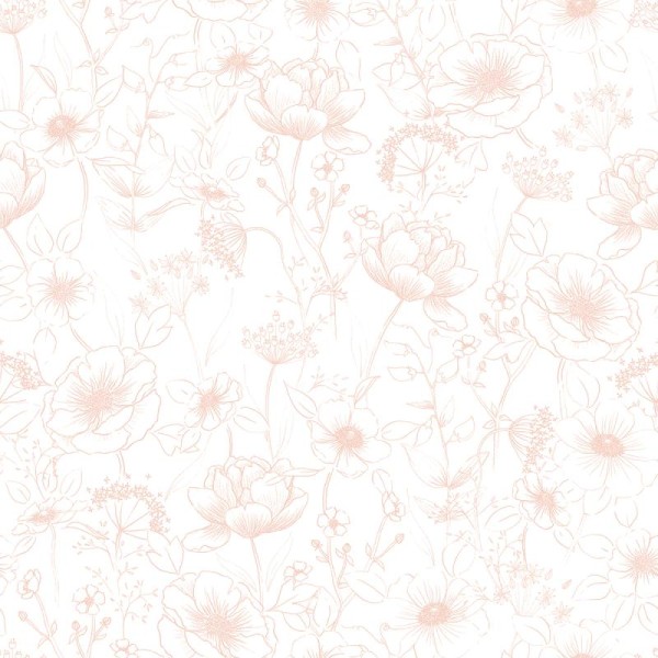 Papier peint intissé motif fleurs, botany rose - Photo n°1