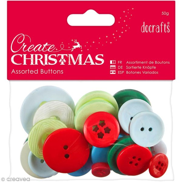 Assortiment boutons Noël Traditionnel - Create Christmas - 50 gr - Photo n°1