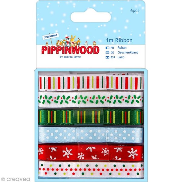 Assortiment rubans - Pippinwood Christmas - 6 pcs x 1 mètre - Photo n°1