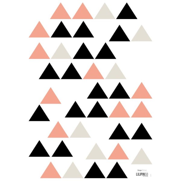 Stickers triangles noir et corail - Photo n°1