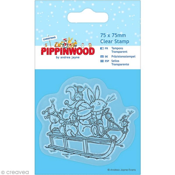 Mini tampon clear traîneau - Pippinwood Christmas x 1 - Planche 7,5 x 7,5 cm - Photo n°1