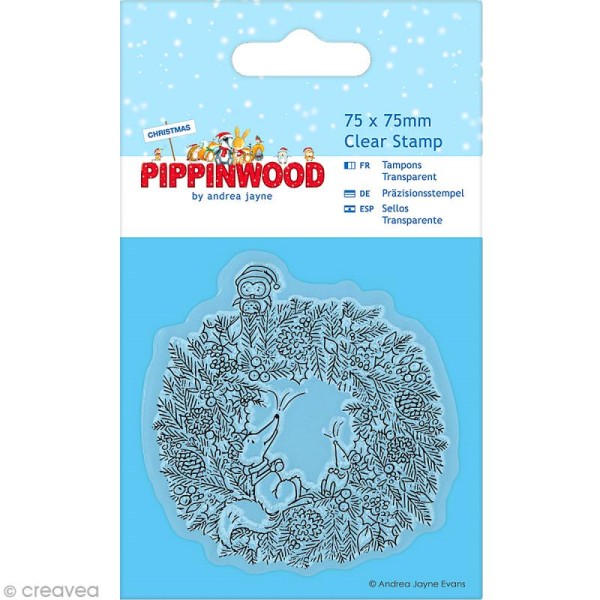 Mini tampon clear couronne - Pippinwood Christmas x 1 - Planche 7,5 x 7,5 cm - Photo n°1