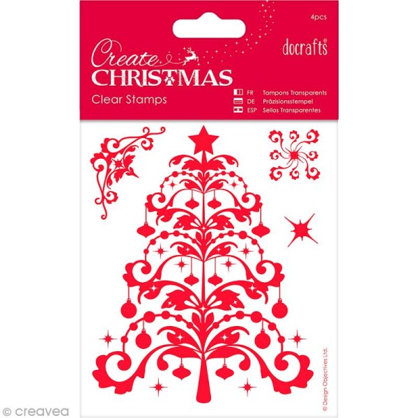 Mini tampon clear - Create Christmas x 4 - Planche 10,6 x 12,7 cm - Photo n°1