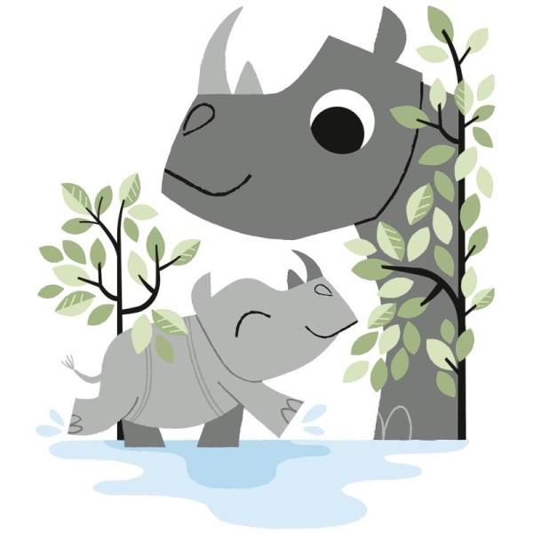 Grand sticker rhino family - Photo n°1