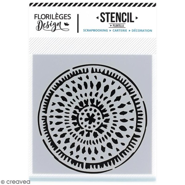 Pochoir Cercle Ethnique Florilèges Design - 11,7 x 12 cm - Photo n°1