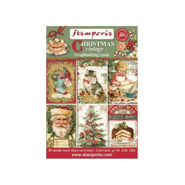 24 cartes décoration scrapbooking STAMPERIA CHRISTMAS VINTAGE - Photo n°1