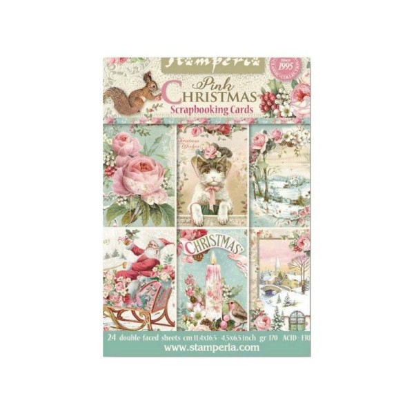 24 cartes décoration scrapbooking STAMPERIA PINK CHRISTMAS - Photo n°1