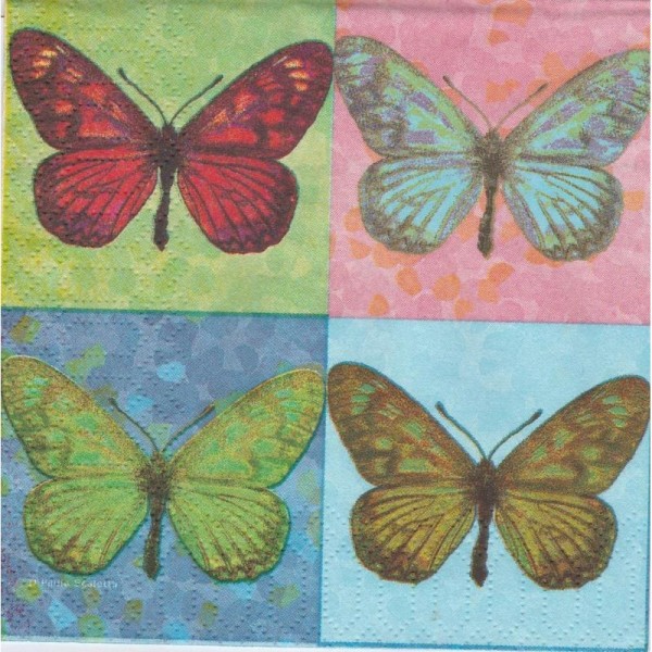 4 Serviettes en papier Pop Art Papillon Format Cocktail - Photo n°1