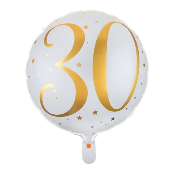 Ballon 35cm blanc et or 30 ans - Photo n°1