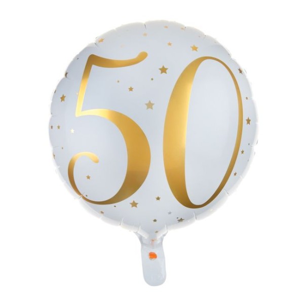 Ballon 35cm blanc et or 50 ans - Photo n°1