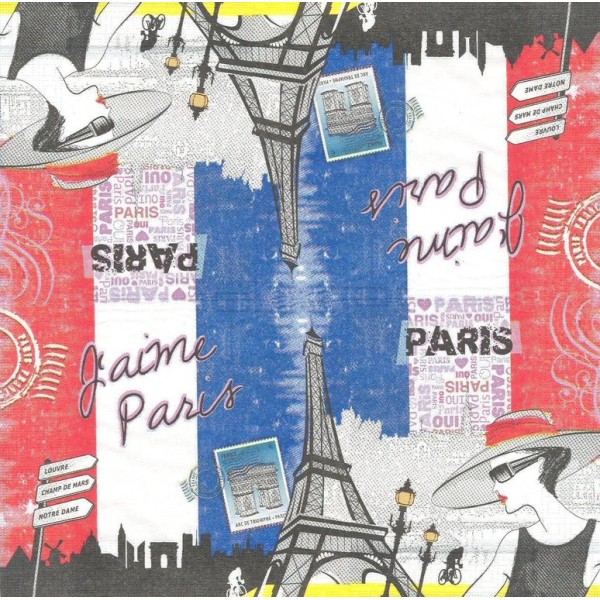 4 Serviettes en papier Paris Format Lunch Decoupage Decopatch 7453 PPD - Photo n°2