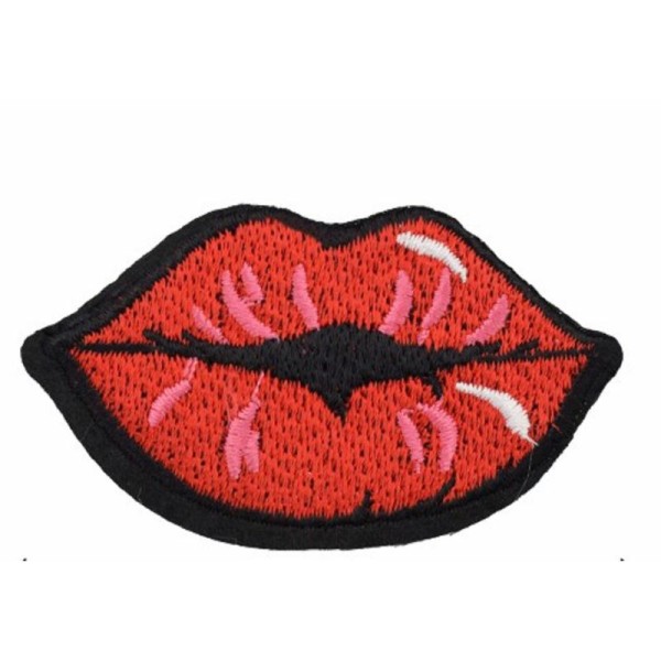APPLIQUE TISSU THERMOCOLLANT : lèvres 60*35mm (2) - Photo n°1