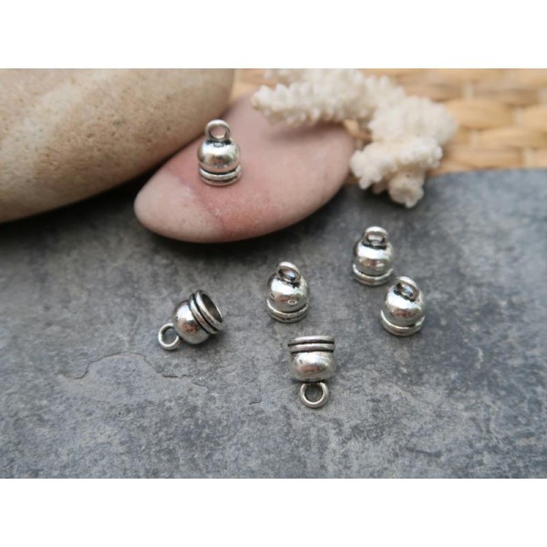 Perles coupelles cloche, Caches noeuds, Embouts à coller, Métal argenté, 11x8 mm, 5 pcs - Photo n°1