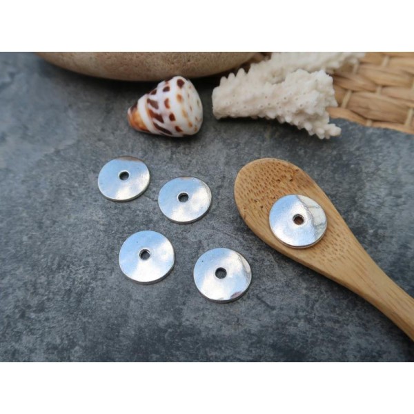 Perles rondelles 15 mm, Coupelles rondelles intercalaires, Métal, 15 mm, 10 pcs - Photo n°1