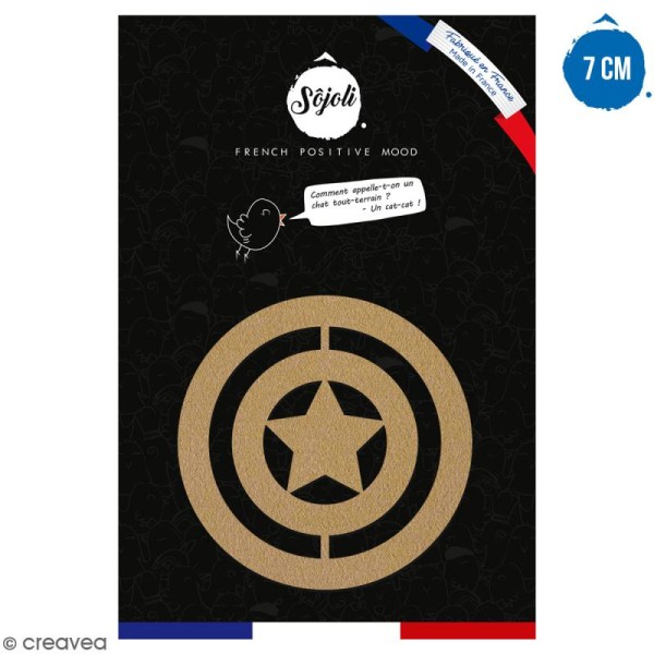 Forme en bois à décorer - Logo Capitaine - 7 cm - Collection Super Héros - Photo n°1