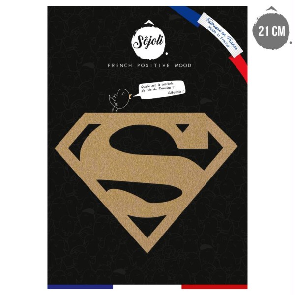 Forme en bois à décorer - Logo Super homme - 21 cm - Collection Super Héros - Photo n°1