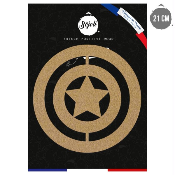 Forme en bois à décorer - Logo Capitaine - 21 cm - Collection Super Héros - Photo n°1