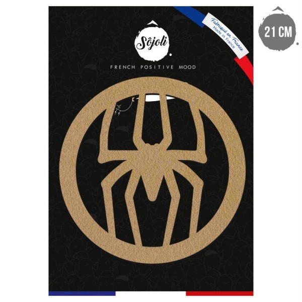 Forme en bois à décorer - Logo Homme araignée - 21 cm - Collection Super Héros - Photo n°1