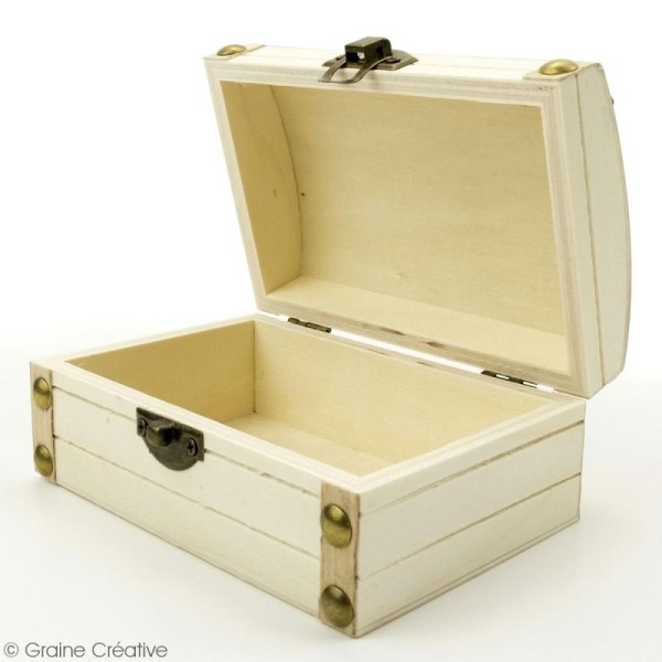 Mini coffre au trésor de pirate en bois à décorer - 13 x 6 x 9 cm - Photo n°2