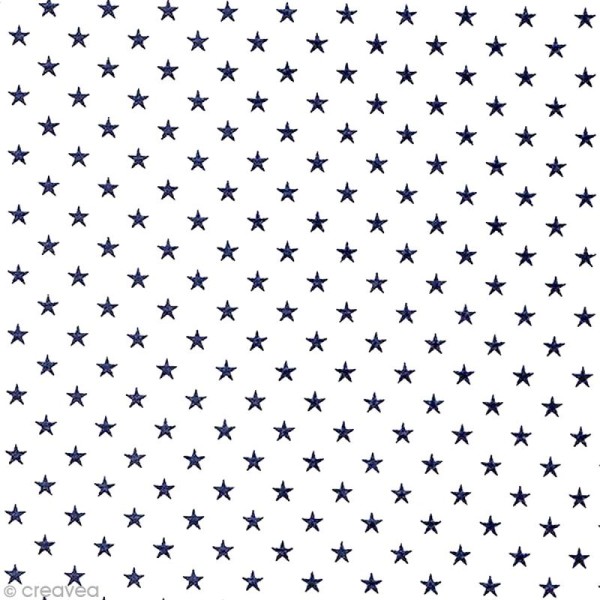 Tissu Popeline France Duval Stalla - Blanc étoiles bleues - Par 10 cm (sur mesure) - Photo n°1
