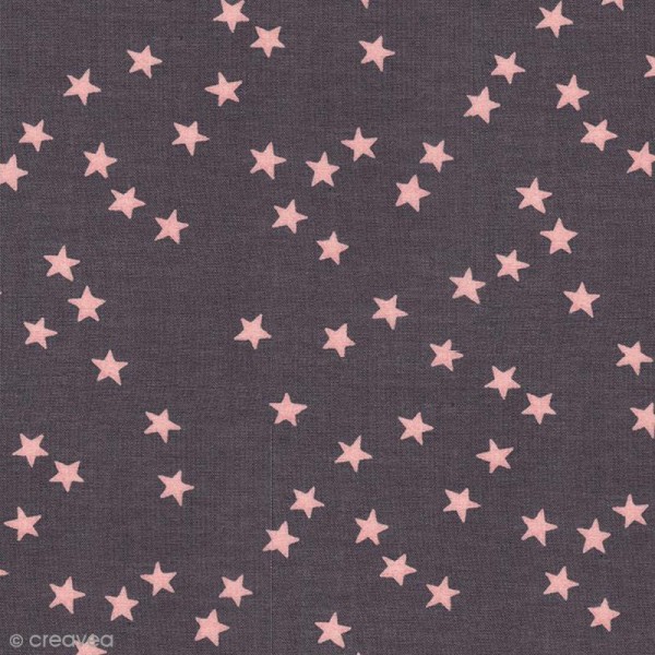 Tissu Batiste France Duval Stalla - Nuée d'étoiles gris/rose - Par 10 cm (sur mesure) - Photo n°1