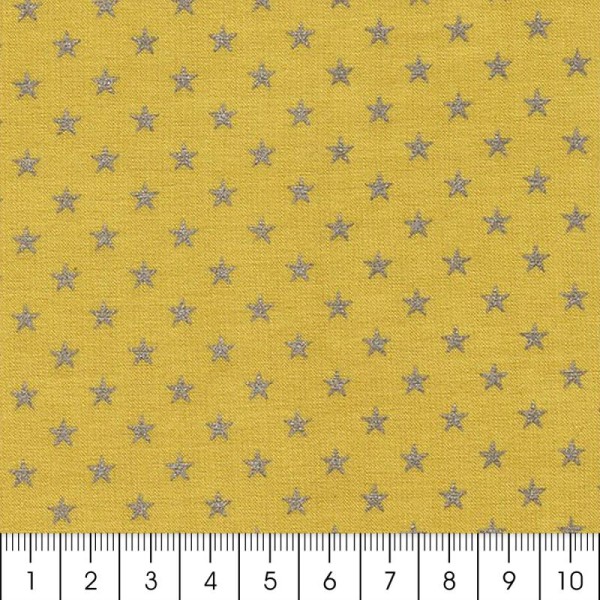 Tissu Batiste France Duval Stalla - Banane étoiles argentées - Par 10 cm (sur mesure) - Photo n°2