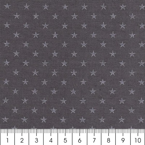 Tissu Batiste France Duval Stalla - Gris étoiles argentées - Par 10 cm (sur mesure) - Photo n°2