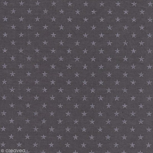 Tissu Batiste France Duval Stalla - Gris étoiles argentées - Par 10 cm (sur mesure) - Photo n°1