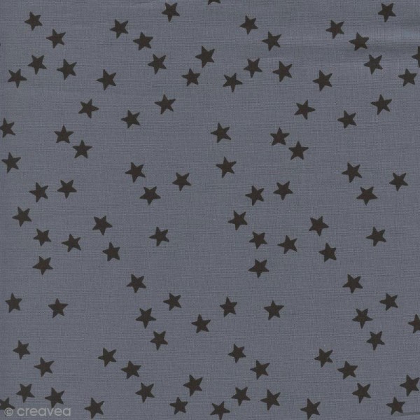 Tissu Batiste France Duval Stalla - Nuée d'étoiles gris/noir - Par 10 cm (sur mesure) - Photo n°1