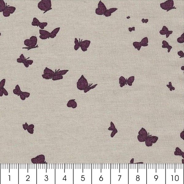Tissu Batiste France Duval Stalla - Brume papillons figue - Par 10 cm (sur mesure) - Photo n°2