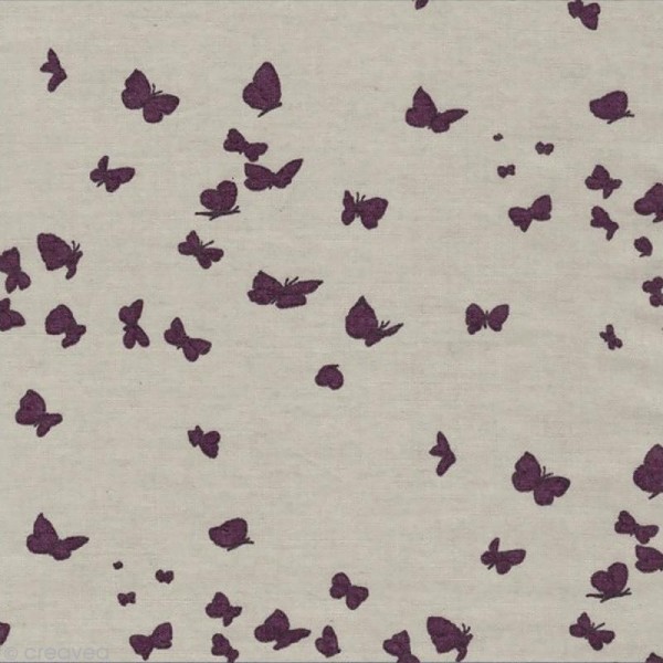 Tissu Batiste France Duval Stalla - Brume papillons figue - Par 10 cm (sur mesure) - Photo n°1