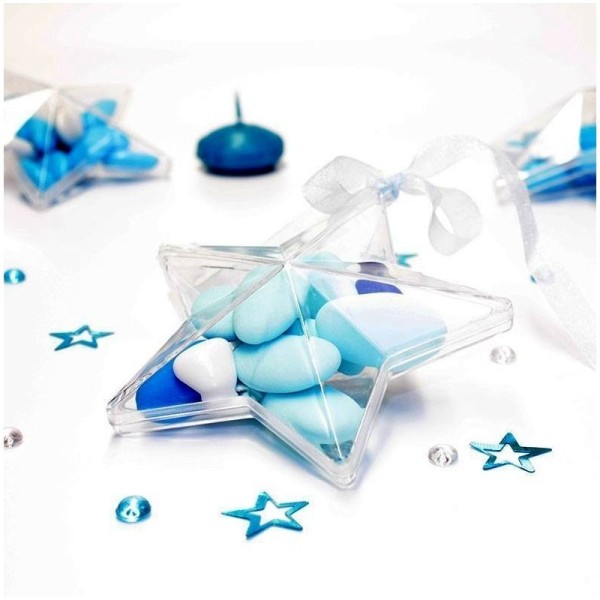 Lot de 5 étoiles 3D plastique cristal alimentaire transparent, séparable, Contenant sécable de 14 cm - Photo n°2