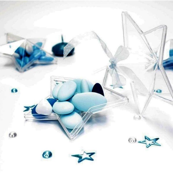 Lot de 5 étoiles 3D plastique cristal alimentaire transparent, séparable, Contenant sécable de 14 cm - Photo n°4