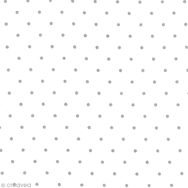 Tissu Popeline France Duval Stalla - Blanc pois argentés - Par 10 cm (sur mesure) - Photo n°1