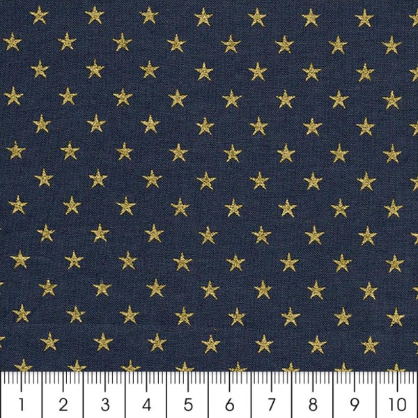Tissu Batiste France Duval Stalla - Encre étoiles dorées - Par 10 cm (sur mesure) - Photo n°2