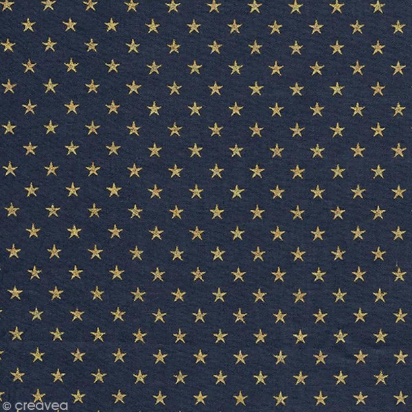 Tissu Batiste France Duval Stalla - Encre étoiles dorées - Par 10 cm (sur mesure) - Photo n°1
