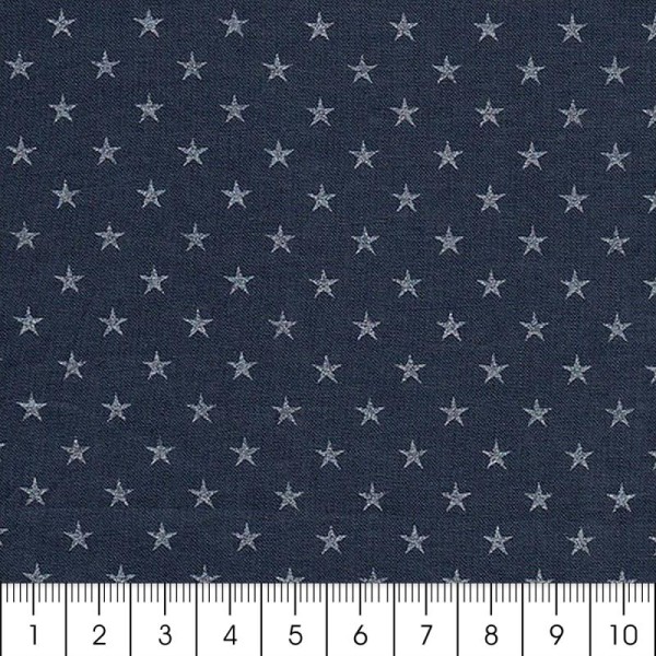 Tissu Batiste France Duval Stalla - Encre étoiles argentées - Par 10 cm (sur mesure) - Photo n°2
