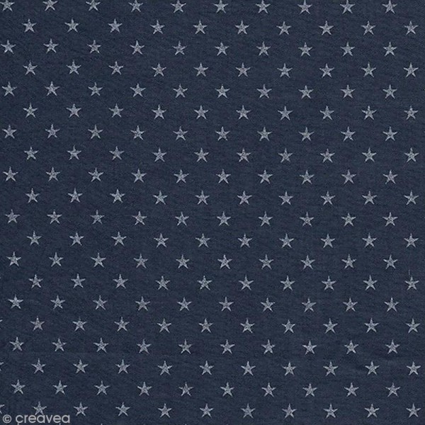 Tissu Batiste France Duval Stalla - Encre étoiles argentées - Par 10 cm (sur mesure) - Photo n°1