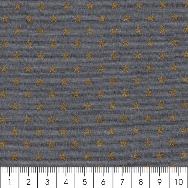 Tissu Batiste France Duval Stalla - Gris étoiles dorées - Par 10 cm (sur mesure) - Photo n°2