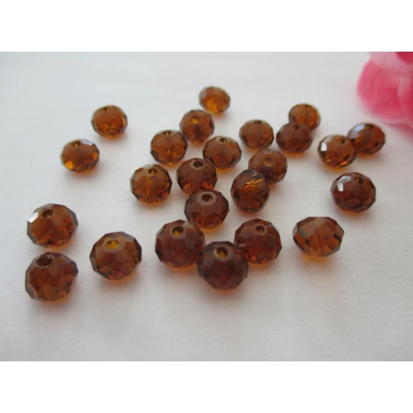 Lot de 50 perle à facette 8 x 6 mm marron - Photo n°1