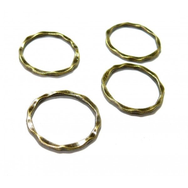 H1117B PAX 25 pendentifs grand anneau connecteur fermé rond Martele 22mm couleur Bronze - Photo n°1