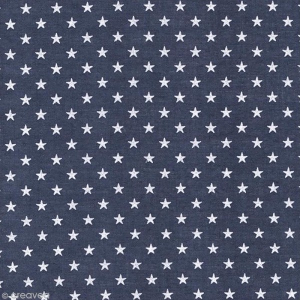 Tissu Batiste France Duval Stalla - Orageux étoiles blanches - Par 10 cm (sur mesure) - Photo n°1