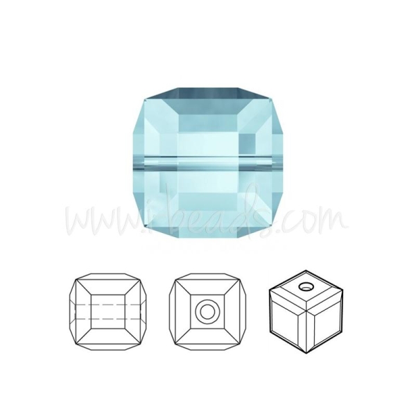 Perles Cube Swarovski Aquamarine 4Mm - Photo n°1