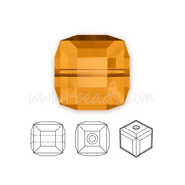 Perles Cube Swarovski Topaz 6Mm (2) - Photo n°1