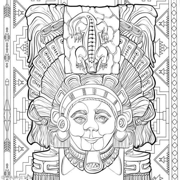 Livre coloriage adulte anti-stress - Mayas et Aztèques - A4 - 100 coloriages - Photo n°2